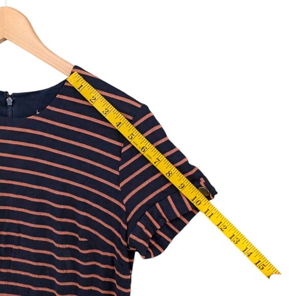 Hutch Anthropologie Mini Shirt Dress Navy Orange Stripe Front Pocket Lined Sz S - Picture 10 of 14